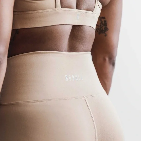 NWT NOBULL High-Rise Plush Heather Crop Tight - Medium - Sand (Beige/Tan) - Picture 5 of 7